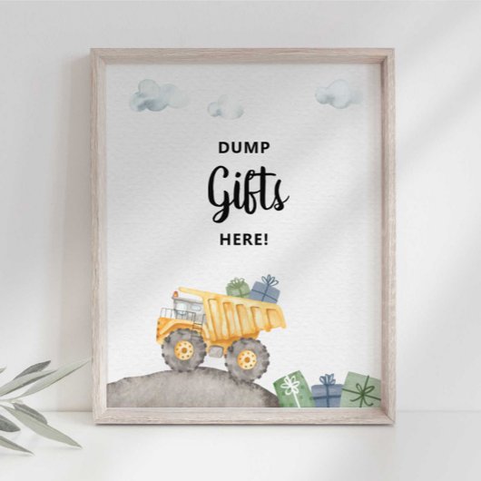 Poster Panneau de fête pour camion de construction ici