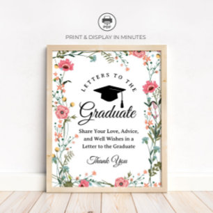 Poster Panneau de fête Wildflower "Lettres au diplômé"