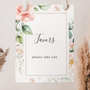 Poster Panneau de Fleurs de Feuillage Vert Or Géométrique