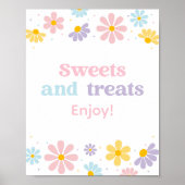 Poster Panneau de friandises d'anniversaire de fleurs de (Devant)