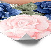 Poster Panneau de funérailles photo floral bleu rose aqua (Coin)