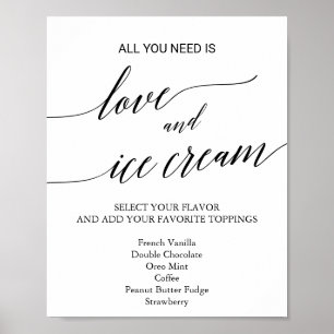Poster Panneau de glace de mariage à calligraphie noire é