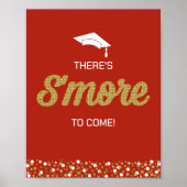 Poster Panneau de graduation rouge en script à feuilles d (Devant)