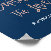 Poster Panneau de hashtag de mariage chic et glamour Navy (Coin)