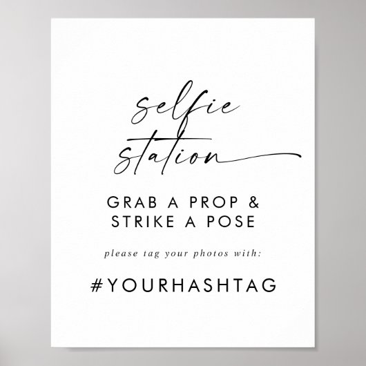 Poster Panneau de hashtag de mariage de station de selfie (Devant)