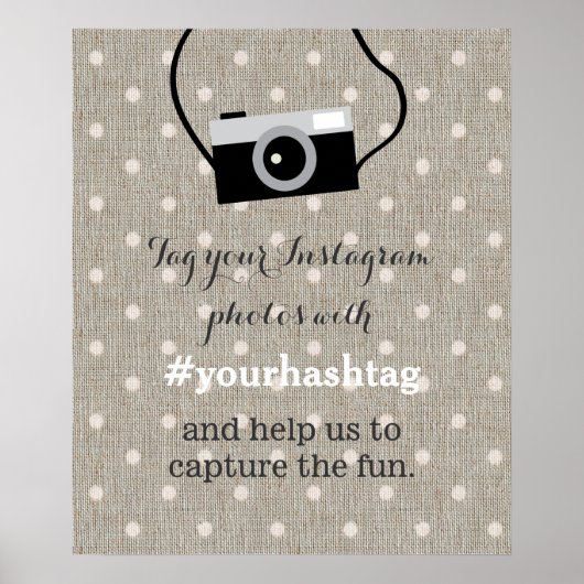 Poster Panneau de Hashtag de Mariage en Toile de Jute ave (Devant)