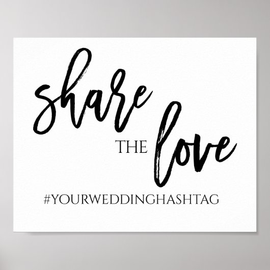 Poster Panneau de hashtag de mariage 'Partagez l'amour' | (Devant)