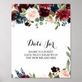 Poster Panneau de jar de date burgundy étincelant rustiqu (Devant)