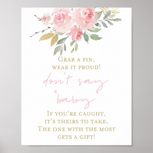 Poster Panneau de jeu Baby shower rose et or (Devant)
