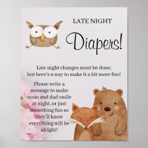 Poster Panneau de jeu Baby shower Woodland Late Night Dia