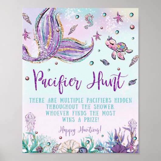 Poster Panneau de jeu Chic Mermaid Pacifier Baby shower d (Devant)