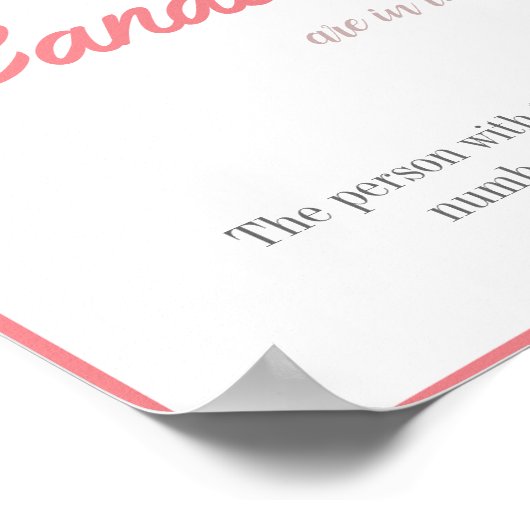 Poster Panneau de jeu de Baby Shower Combien de bonbons (Coin)