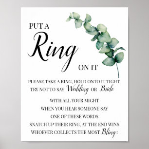 Poster Panneau de jeu de Baby Shower Eucalyptus "Mettez u