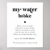 Poster Panneau de jeu de Baby Shower « Mon eau a cassé »  (Devant)