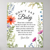 Poster Panneau de jeu de baby shower "Ne dites pas bébé"  (Devant)
