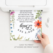 Poster Panneau de jeu de baby shower "Ne dites pas bébé" 