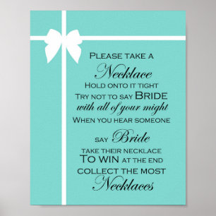 Poster Panneau de jeu de Baby Shower Turquoise Aqua
