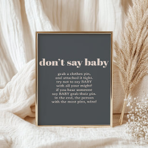 Poster Panneau de jeu de baby shower typographie boho gri