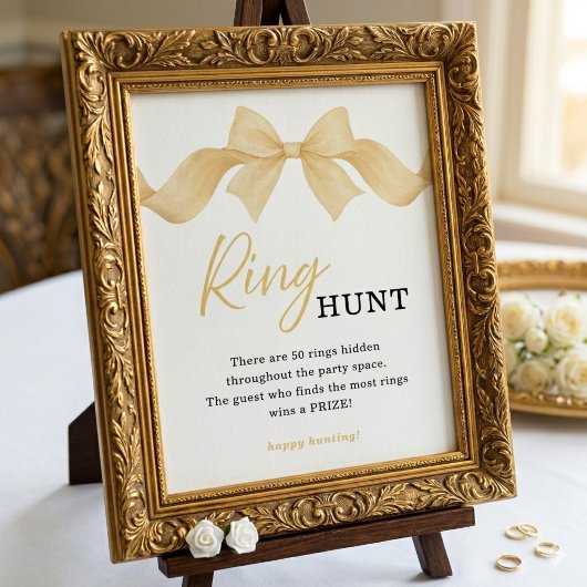 Poster Panneau de jeu de chasse à l'anneau de mariage ave