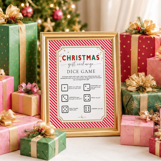 Poster Panneau de jeu de dés pour échange de cadeaux de N