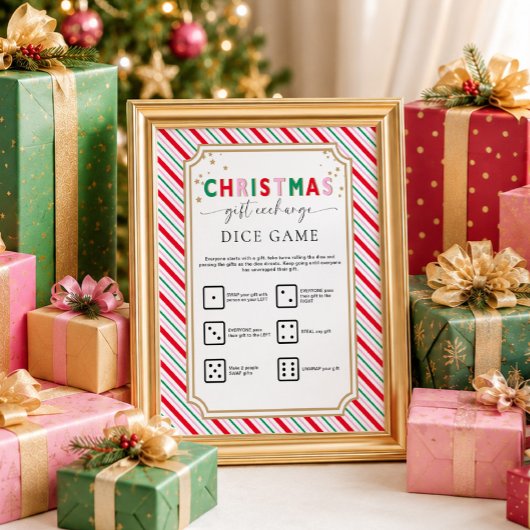 Poster Panneau de jeu de dés pour échange de cadeaux de N