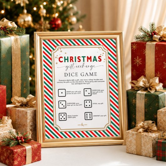 Poster Panneau de jeu de dés pour échange de cadeaux de N