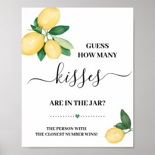 Poster Panneau de jeu de douche de citrons « Devinez comb