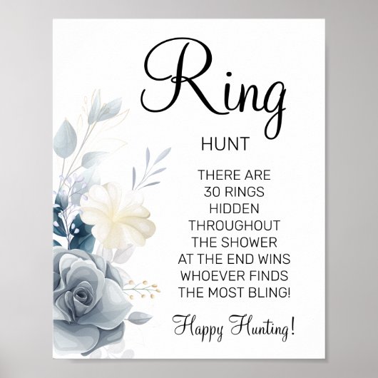Poster Panneau de jeu de douche de mariage bague aquarell (Devant)