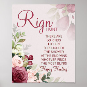 Poster Panneau de jeu de douche de mariage Watercolor Rin