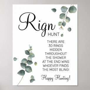 Poster Panneau de jeu de douche de mariée Eucalyptus Ring