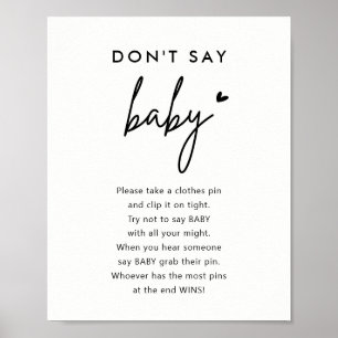 Poster Panneau de jeu minimaliste Ne pas dire Baby shower