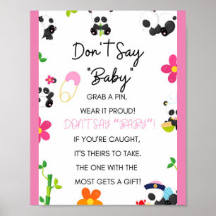 Poster Panneau de jeu Panda rose Baby shower