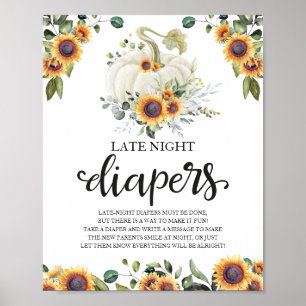 Poster Panneau de jeu pour Baby Shower : Couches de nuit