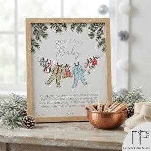 Poster Panneau de jeu pour Baby Shower d'hiver N'interdit