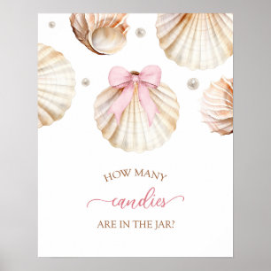 Poster Panneau de jeu pour baby shower Fille Ruban Rose C