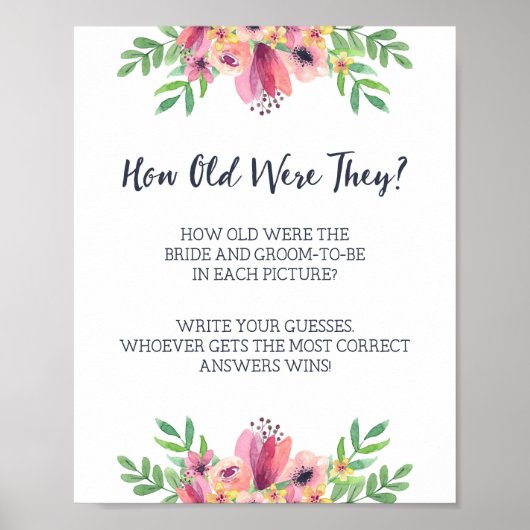 Poster Panneau de jeu pour la douche de mariage Quel âge (Devant)