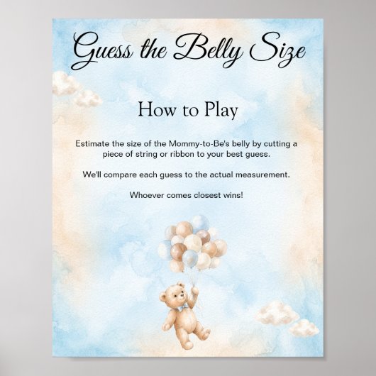 Poster Panneau de jeu Teddy Bear Guess the Belly Size (Devant)