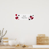 Poster Panneau de la bannière Red Ladybug Polka Dot Baby  (Cuisine)