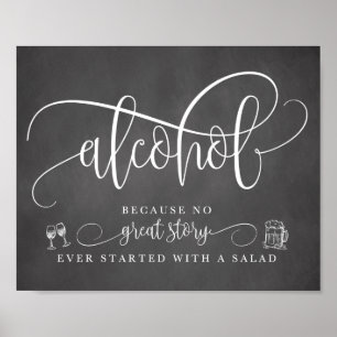 Poster Panneau de la barre d'alcool mariage