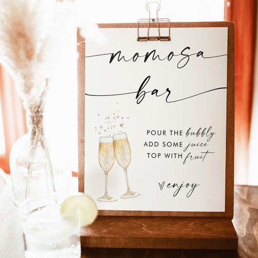 Poster Panneau de la barre de baby shower Mimosa, signe d