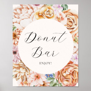 Poster Panneau de la barre de beignes à fleurs colorées p