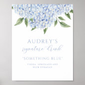 Poster Panneau de la barre de boisson Blue Hydrangea Sign (Devant)