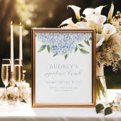 Poster Panneau de la barre de boisson Blue Hydrangea Sign