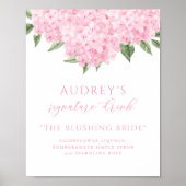Poster Panneau de la barre de boisson rose Hydrangea Sign (Devant)