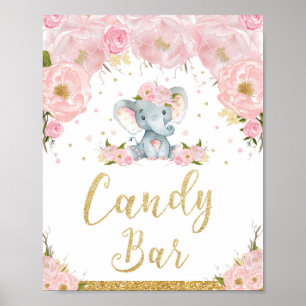 Poster Panneau de la barre de bonbons rose Baby shower d'