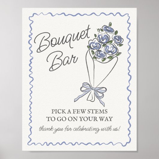 Poster Panneau de la barre de bouquet Floral Fleur Bleu (Devant)
