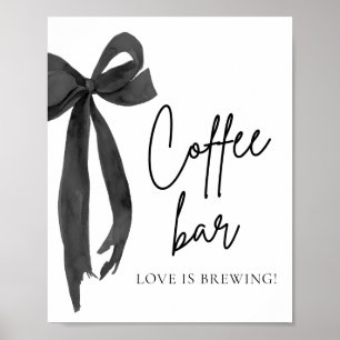 Poster Panneau de la barre de café Aquarelle moderne Blac
