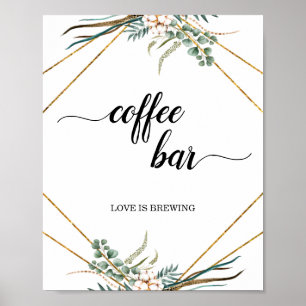 Poster Panneau de la barre de café géométrique Eucalyptus