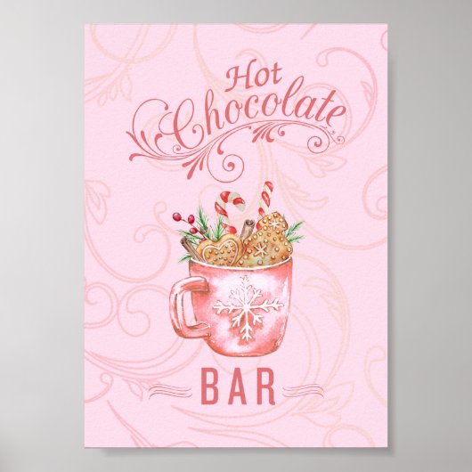 Poster Panneau de la barre de chocolat rose Noël chaud (Devant)