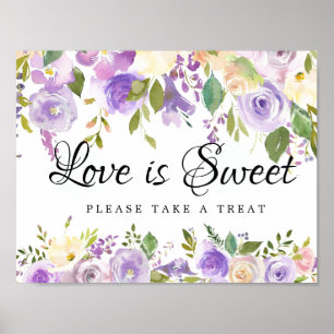 Poster Panneau de la barre de dessert à Mariage violet bl
